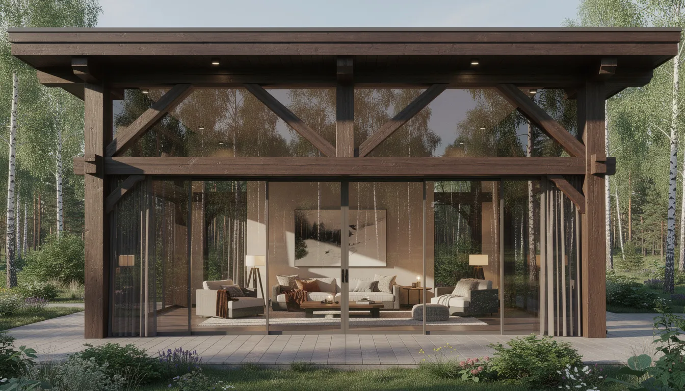 Остекление террасы в СПб — панорамное безрамное остекление Timber Frame