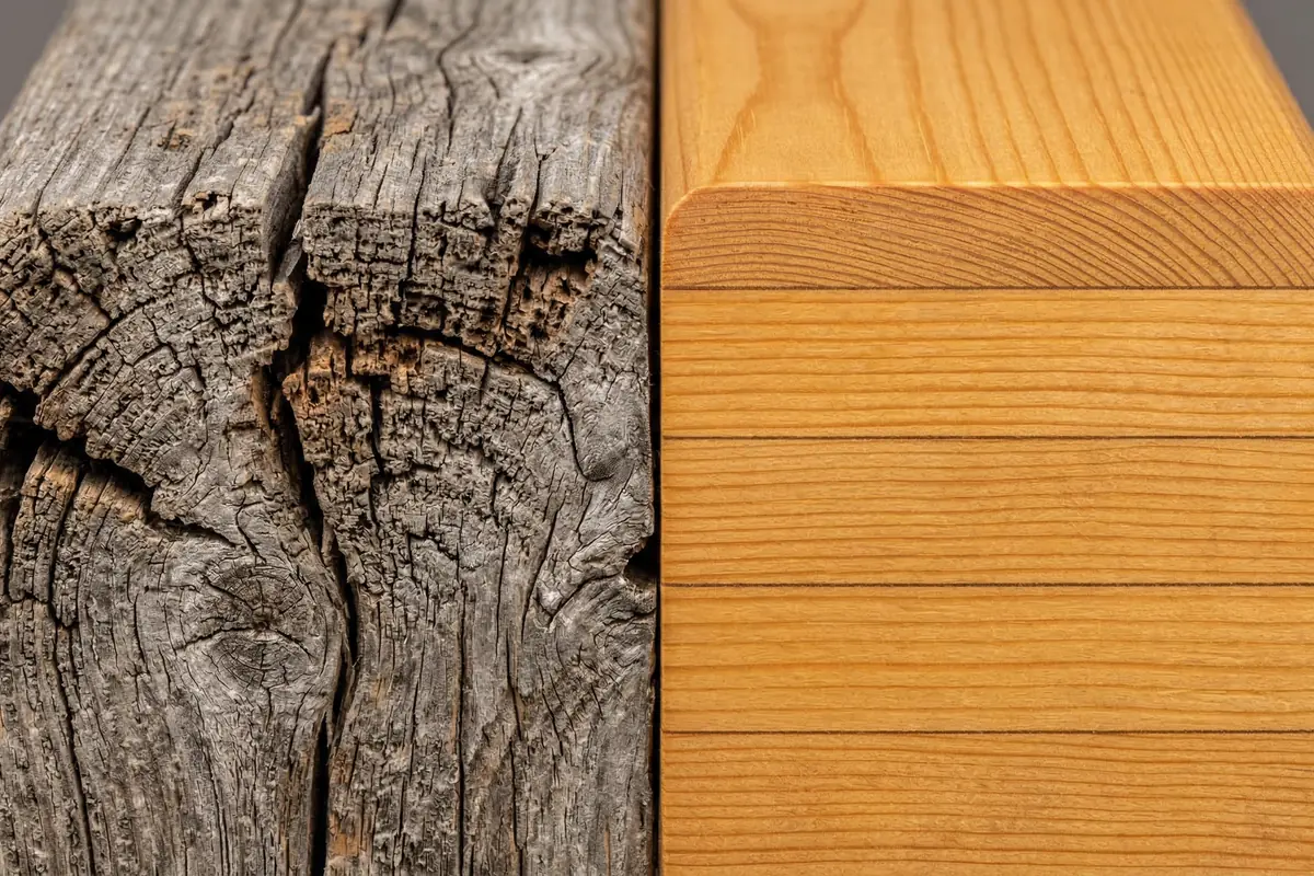 сравнение террас — гнилая сосна vs клеёный брус через 10 лет